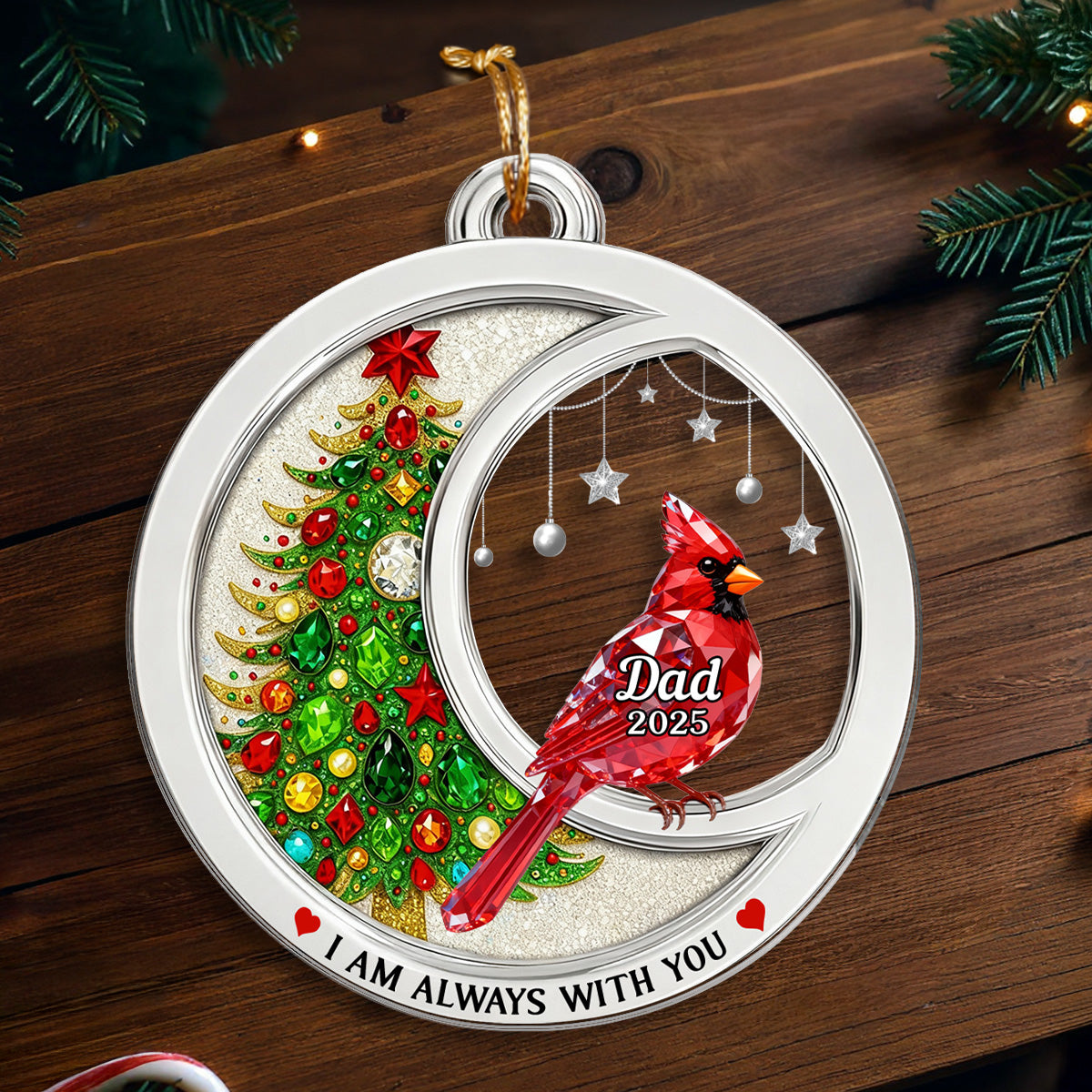 2D Flat Crystal Effect Cardinal Memorial - Personalized Acrylic Ornament - Remembrance Keepsake, Sympathy Gift