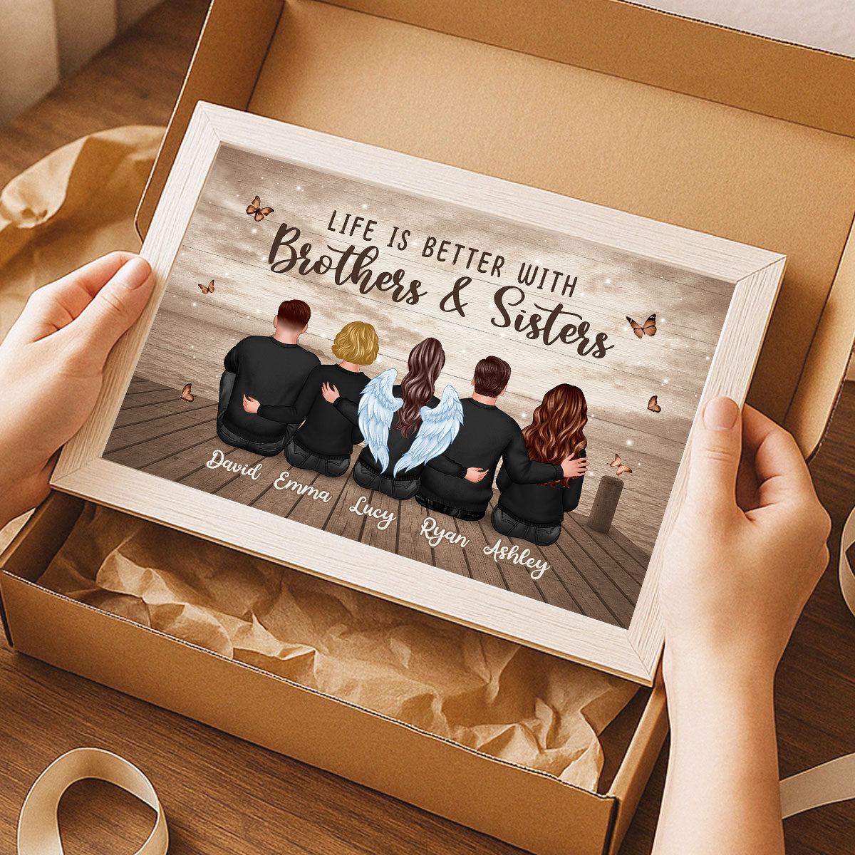 Family Siblings Besties Retro Wall Art - Personalized Poster - Sentimental Gift for Loved Ones