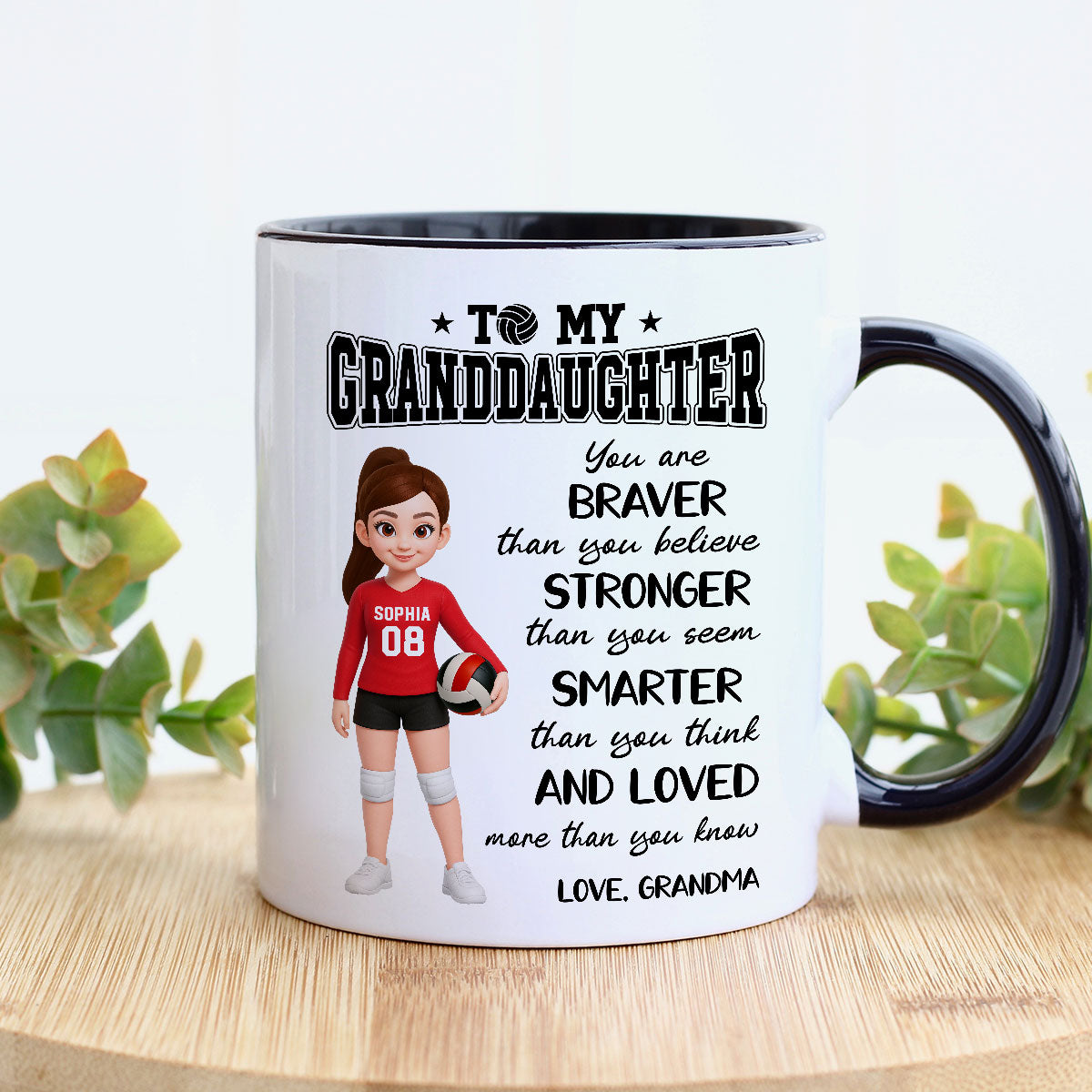 To My Daughter Granddaughter Volleyball Player You Are Braver Than You Think - Personalized Mug