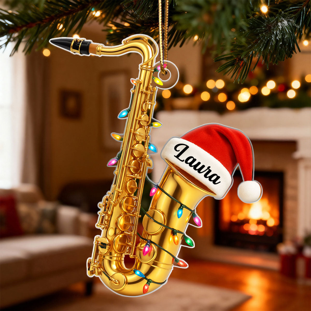 Musical Saxophone - Personalized Acrylic Ornament - Unique Musical Holiday Gift