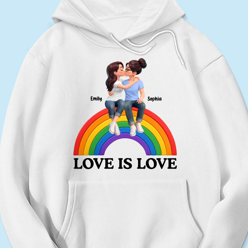 LGBT+ Couple Love Is Love - Personalized Shirt - Matching Shirts For Couple, Happy Pride Month