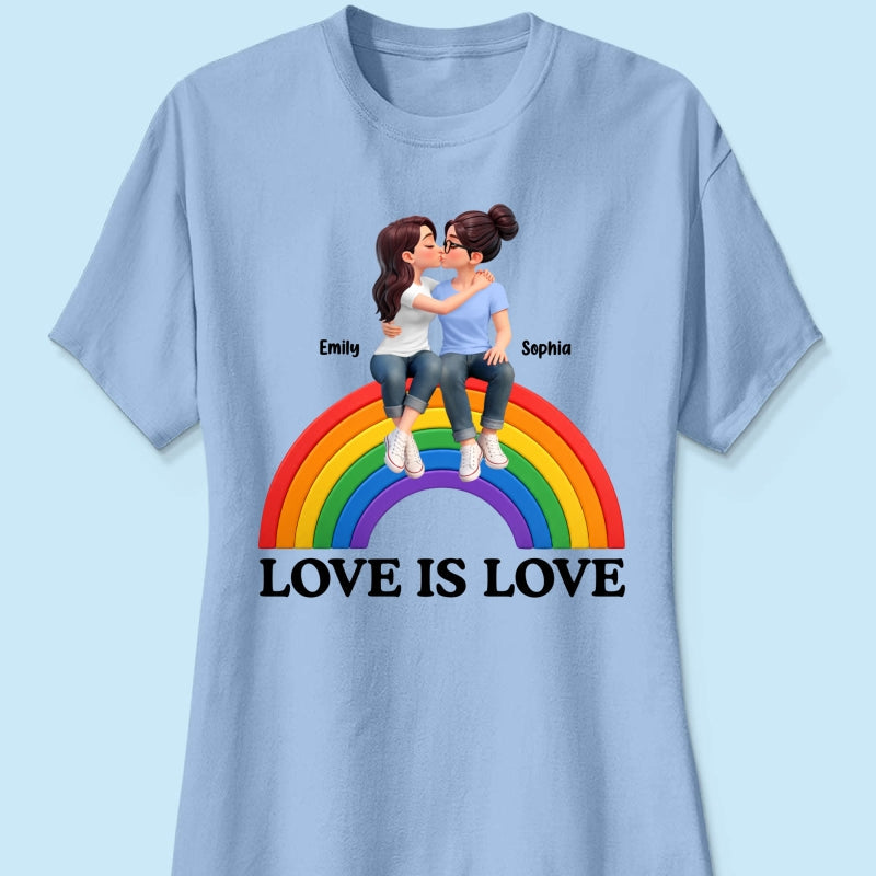 LGBT+ Couple Love Is Love - Personalized Shirt - Matching Shirts For Couple, Happy Pride Month