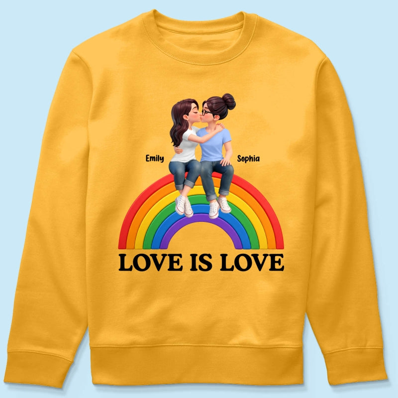 LGBT+ Couple Love Is Love - Personalized Shirt - Matching Shirts For Couple, Happy Pride Month