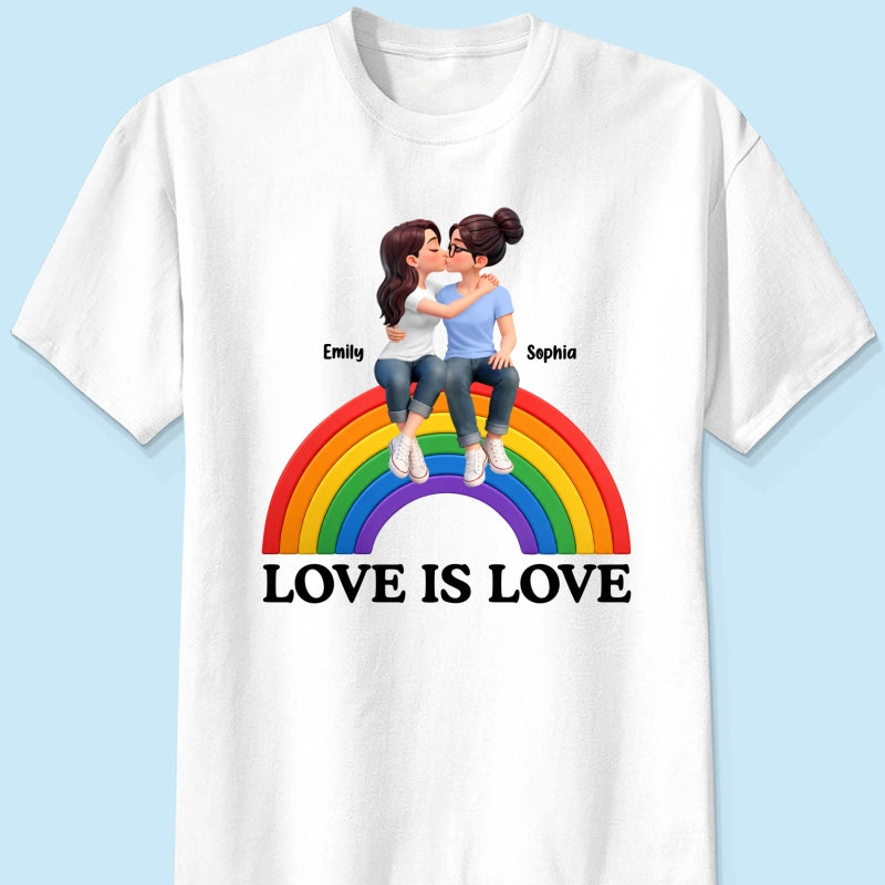 LGBT+ Couple Love Is Love - Personalized Shirt - Matching Shirts For Couple, Happy Pride Month