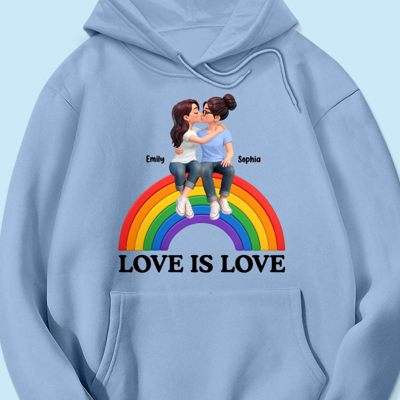 LGBT+ Couple Love Is Love - Personalized Shirt - Matching Shirts For Couple, Happy Pride Month