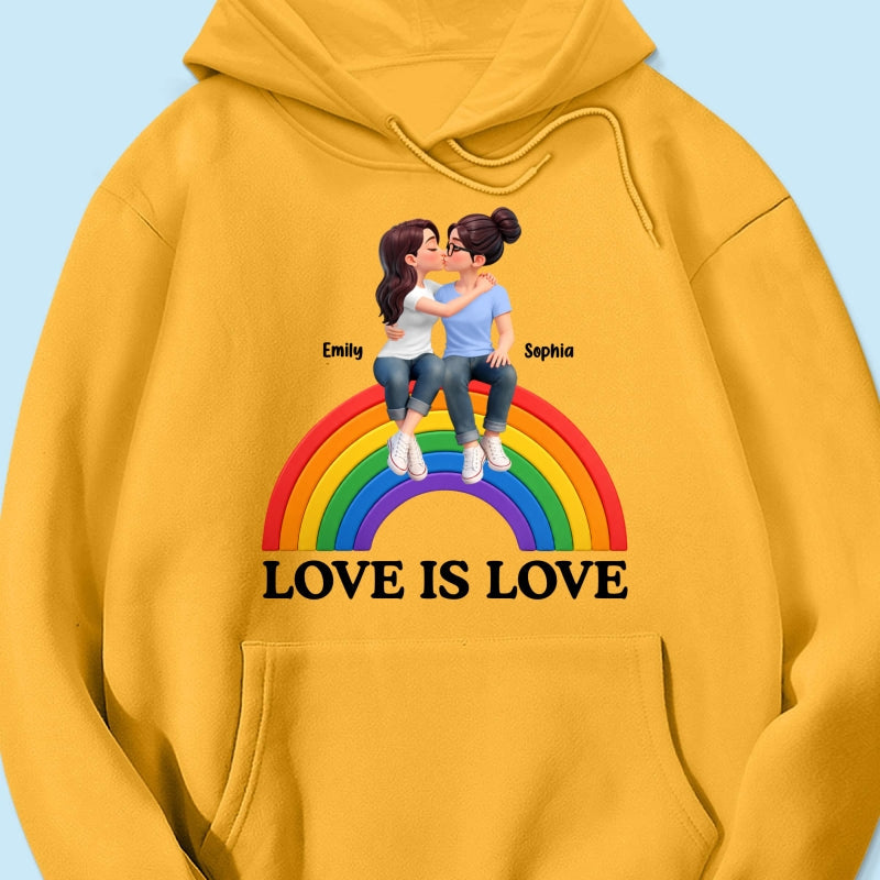 LGBT+ Couple Love Is Love - Personalized Shirt - Matching Shirts For Couple, Happy Pride Month
