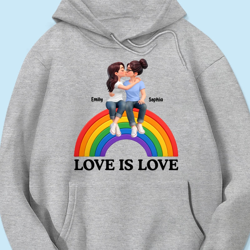 LGBT+ Couple Love Is Love - Personalized Shirt - Matching Shirts For Couple, Happy Pride Month