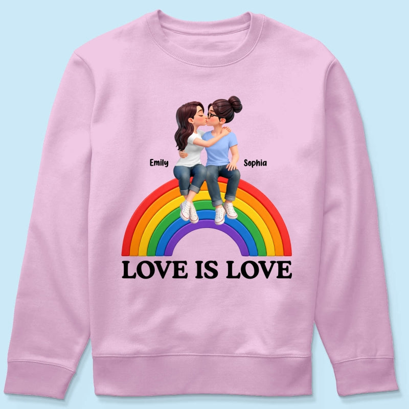 LGBT+ Couple Love Is Love - Personalized Shirt - Matching Shirts For Couple, Happy Pride Month