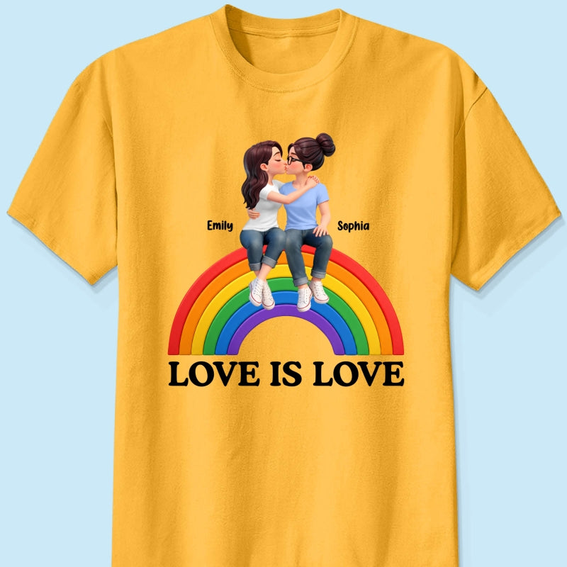 LGBT+ Couple Love Is Love - Personalized Shirt - Matching Shirts For Couple, Happy Pride Month