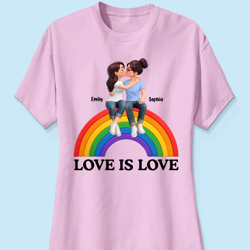 LGBT+ Couple Love Is Love - Personalized Shirt - Matching Shirts For Couple, Happy Pride Month