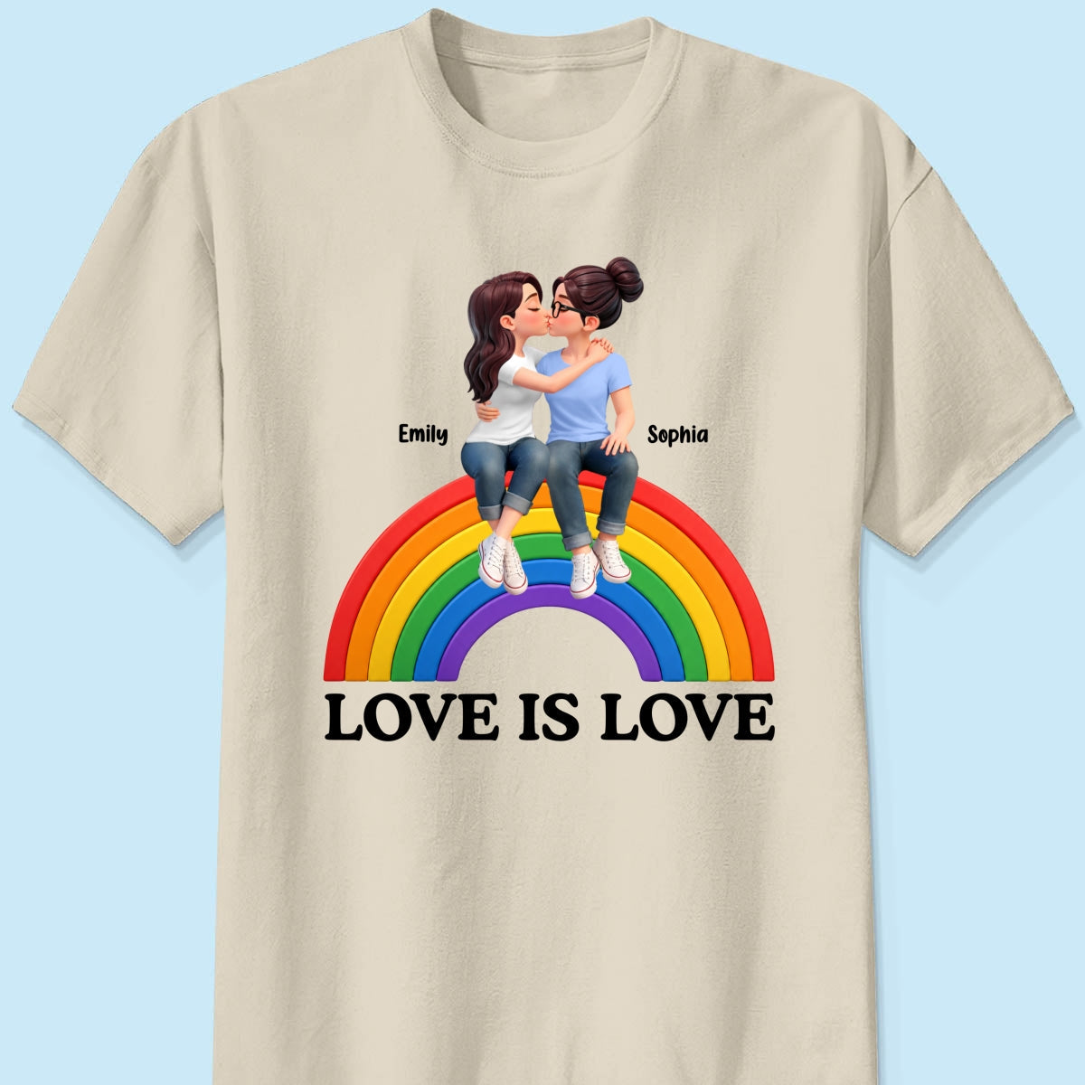 LGBT+ Couple Love Is Love - Personalized Shirt - Matching Shirts For Couple, Happy Pride Month