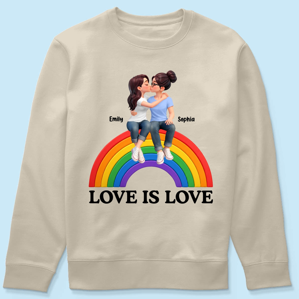 LGBT+ Couple Love Is Love - Personalized Shirt - Matching Shirts For Couple, Happy Pride Month