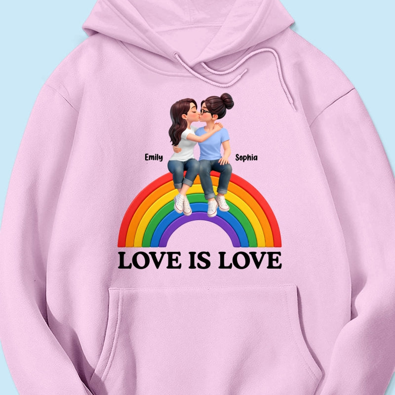 LGBT+ Couple Love Is Love - Personalized Shirt - Matching Shirts For Couple, Happy Pride Month