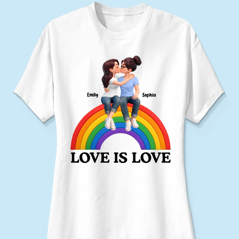 LGBT+ Couple Love Is Love - Personalized Shirt - Matching Shirts For Couple, Happy Pride Month