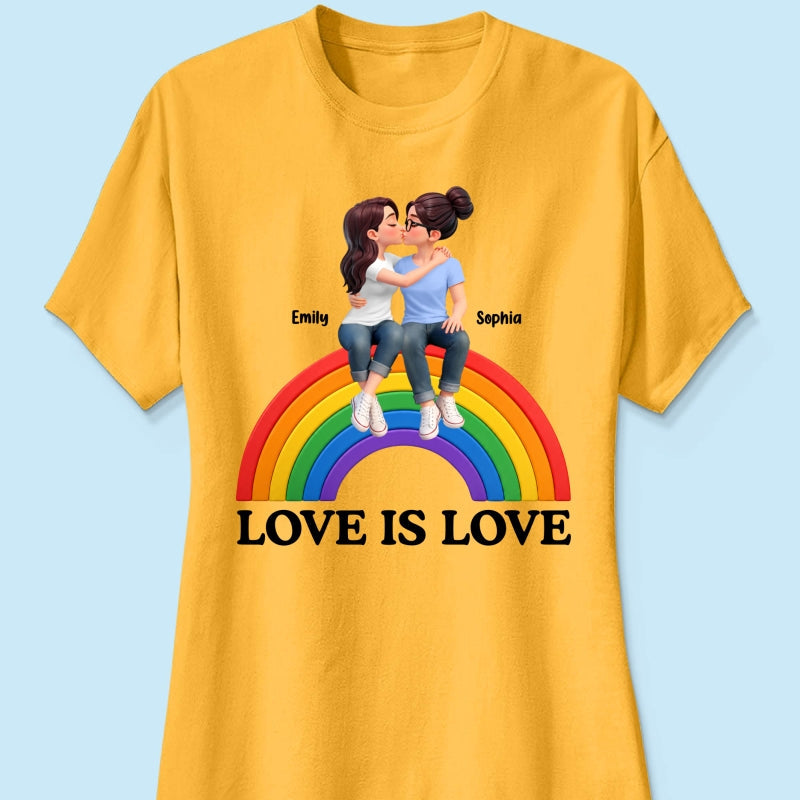 LGBT+ Couple Love Is Love - Personalized Shirt - Matching Shirts For Couple, Happy Pride Month