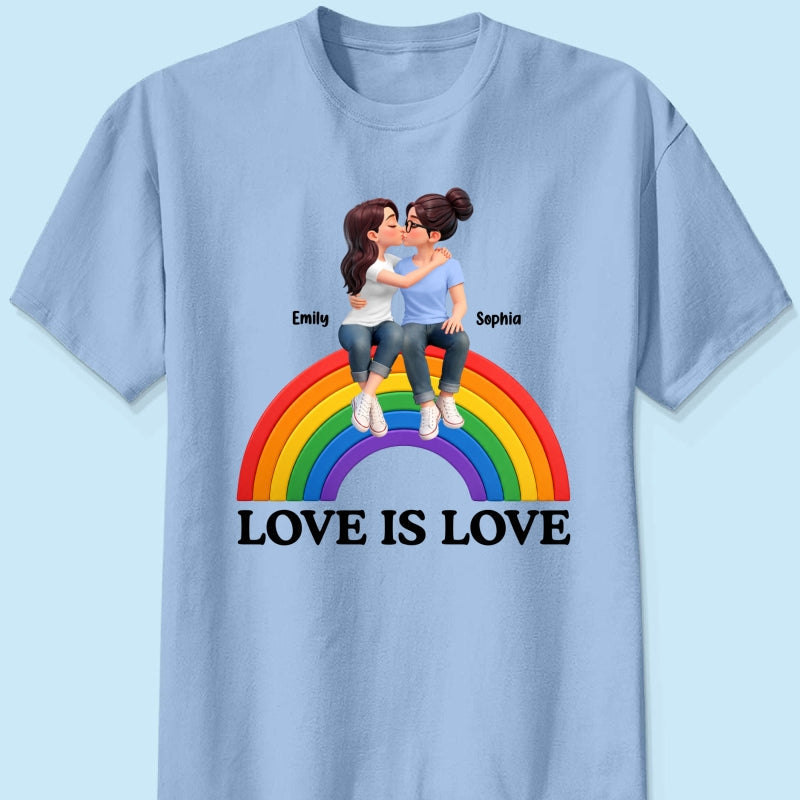 LGBT+ Couple Love Is Love - Personalized Shirt - Matching Shirts For Couple, Happy Pride Month