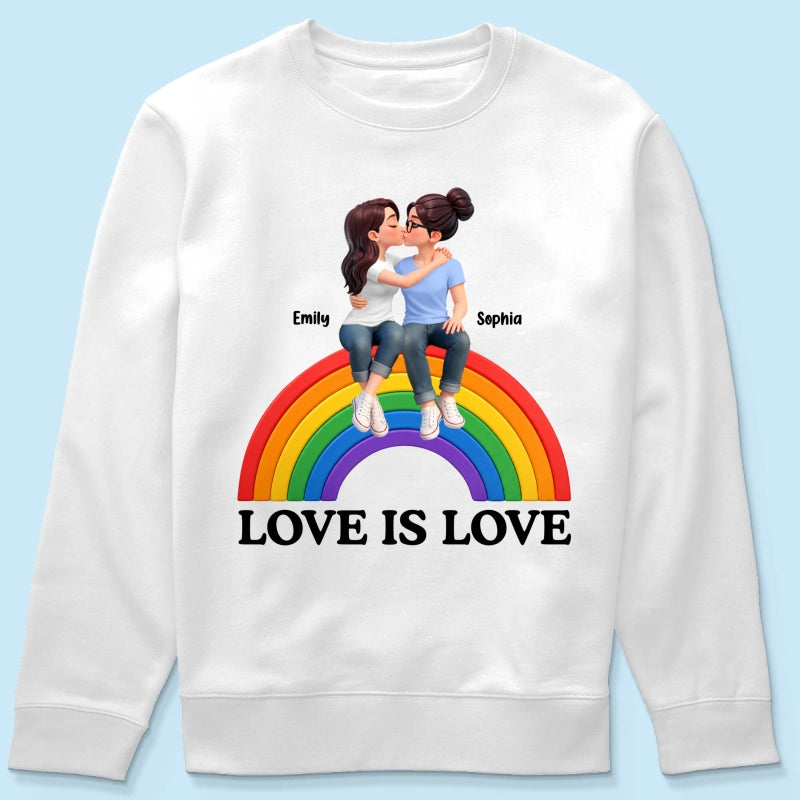 LGBT+ Couple Love Is Love - Personalized Shirt - Matching Shirts For Couple, Happy Pride Month