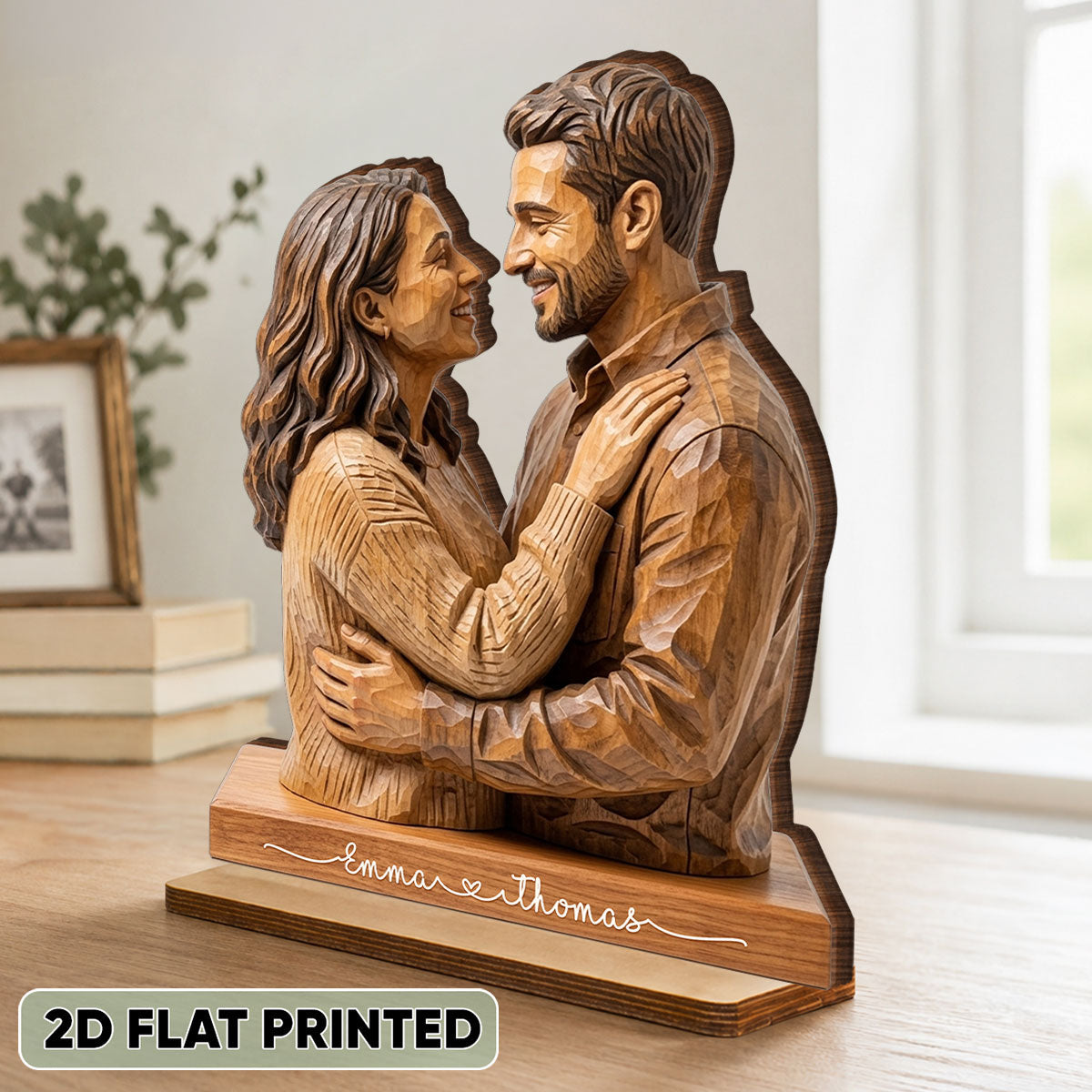 Custom Couple Photo - Personalized 2-Layered Wooden Plaque - Romantic Anniversary Gift for Wife Husband