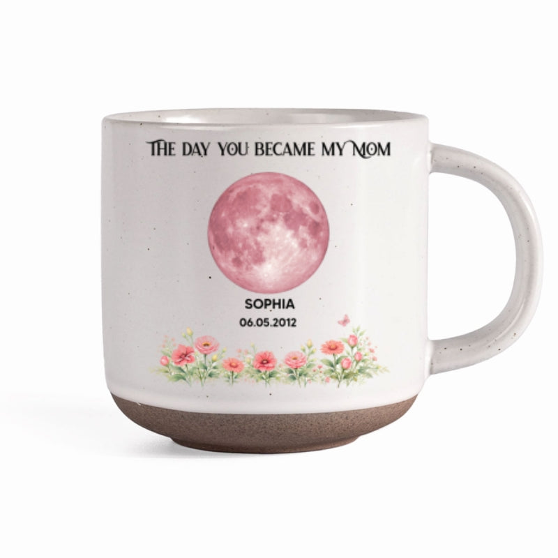 The Day You Became Our Mom Custom Moon Phase by Date - Personalized Pottery Mug - Mother's Day Gift for Mom, Wife