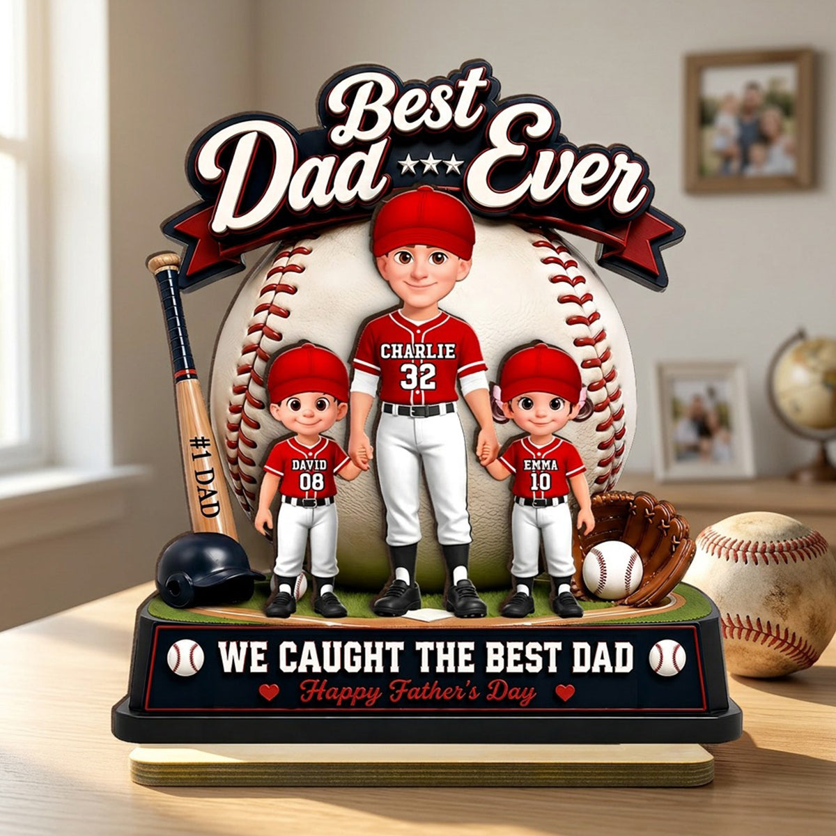 The Home Run Hero Dad Baseball - Personalized 2-Layered Wooden Plaque - Heartfelt Gift For Dad, Husband