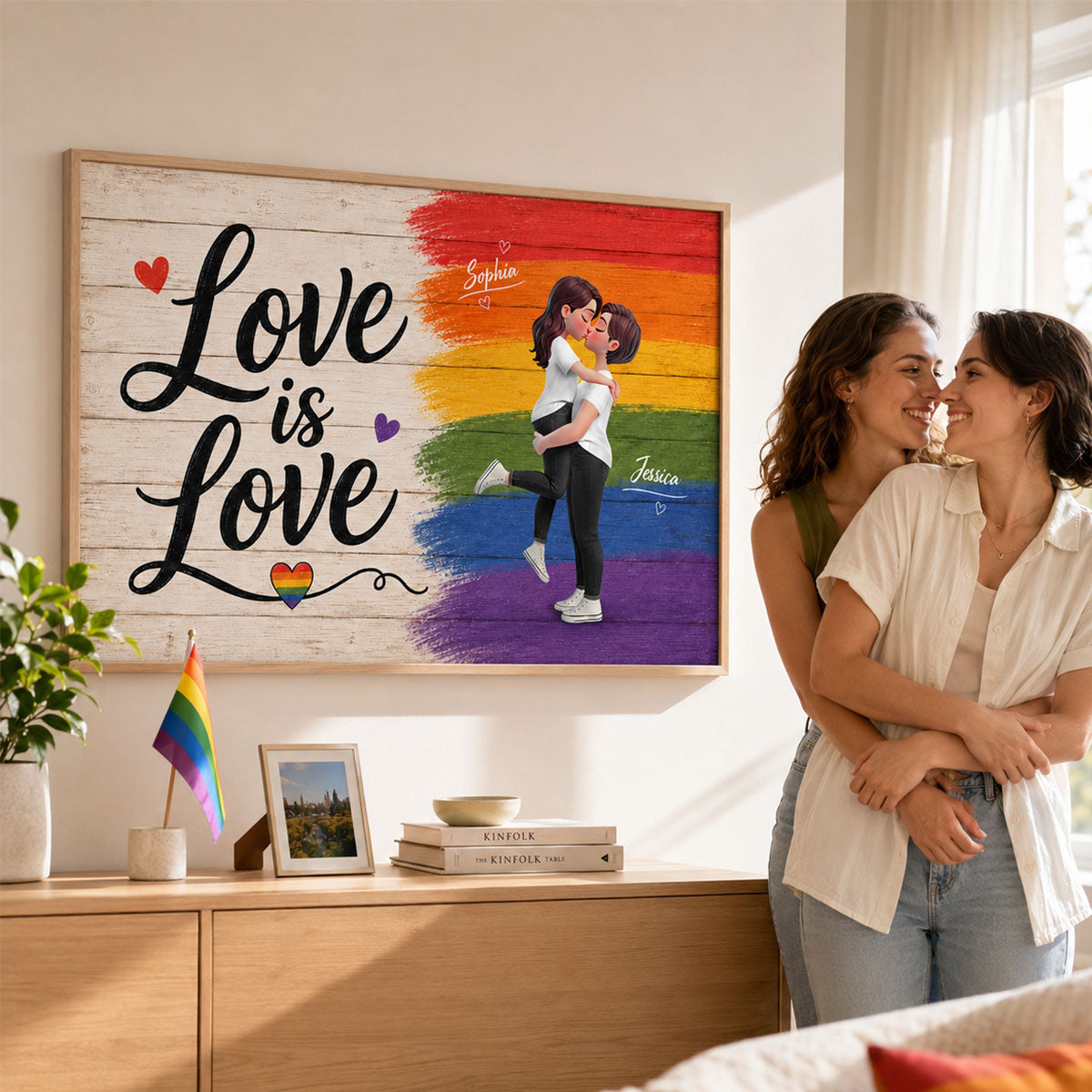 LGBT+ Couple Love Is Love - Personalized Poster - Gift For Couple, Happy Pride Month