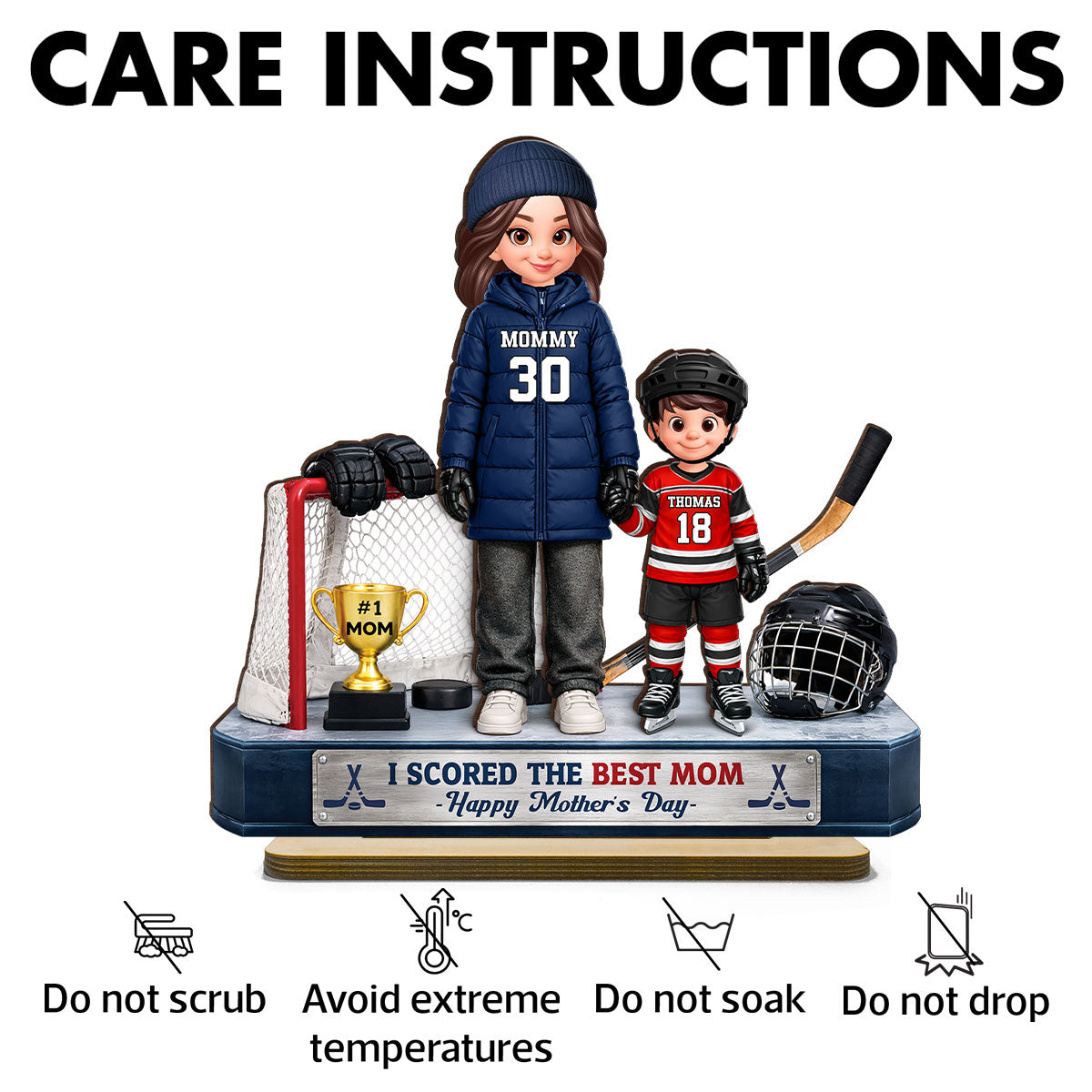 We Scored The Best Hockey Mom - Personalized 2-Layered Wooden Plaque - Mother's Day Gift For Hockey Mom, Gift For Wife