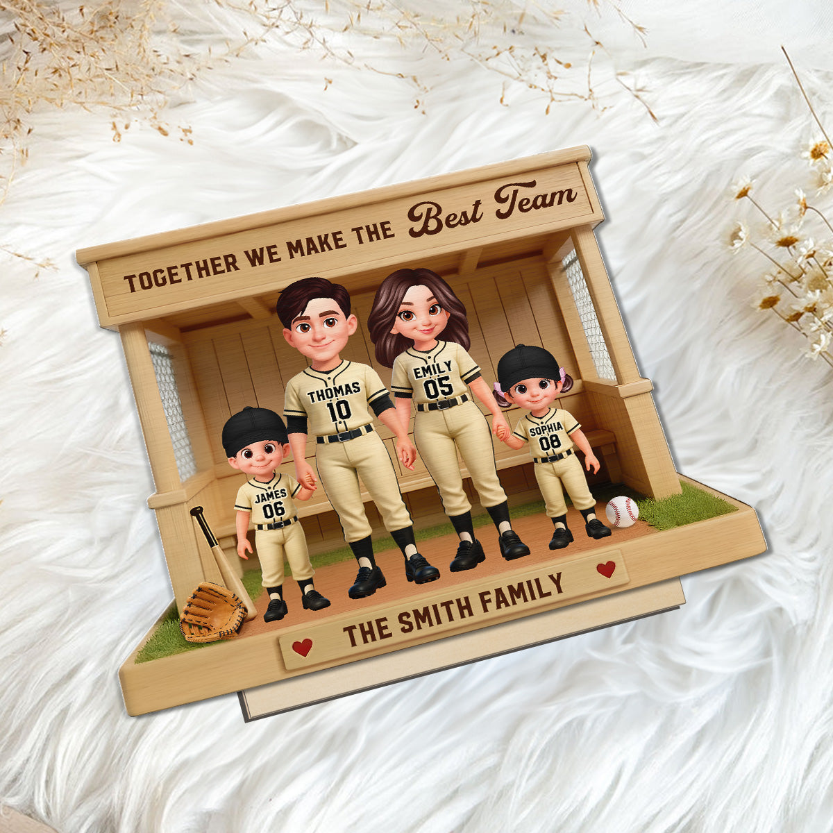 Baseball Family Dream Team Baseball Dugout - Personalized 2-Layered Wooden Plaque - Unique Gift For Baseball Mom, Dad