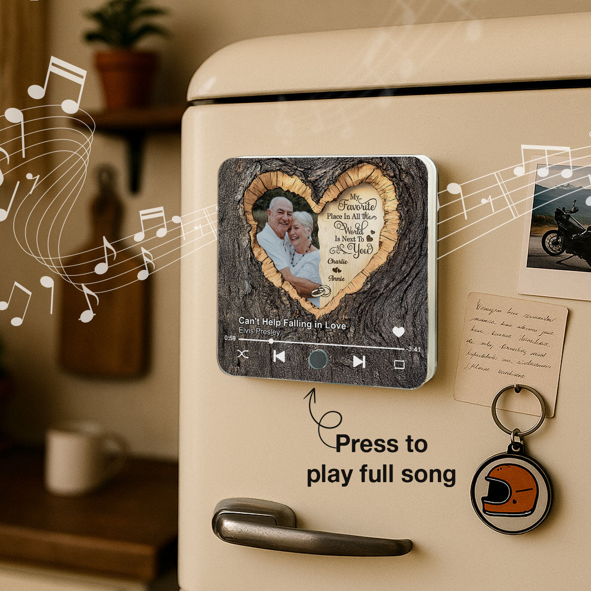 Favorite Place Next To You Couple Custom Photo - Personalized Music Fridge Magnet - Anniversary Gift, Valentine's Gift For Him, For Her