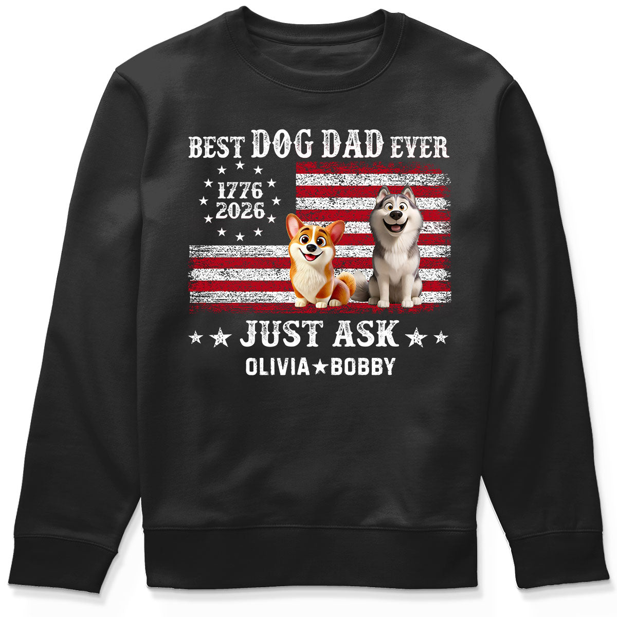 Proud Best Dog Dad Ever Nation Flag 250th Anniversary - Personalized Shirt - Father's Day Gift For Dog Dad, Dog Lovers