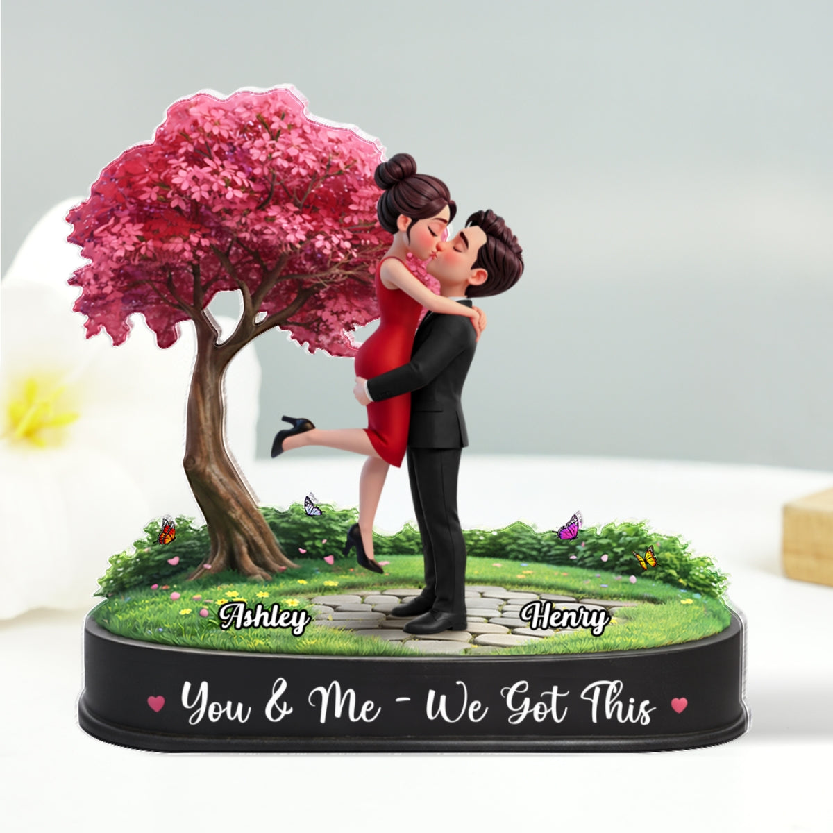 My Favorite Place is Inside Your Hug Couple Kissing - Personalized Acrylic Block Plaque - Valentine's Day Gift for Her, for Him
