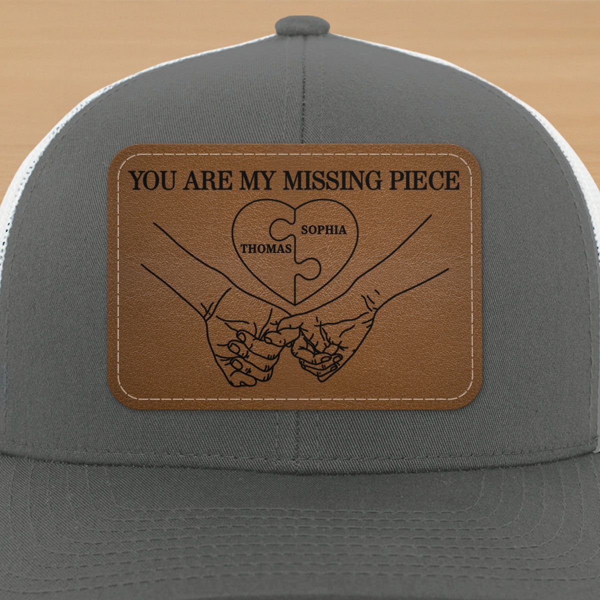 Couple Eternal Love You Are My Missing Piece - Personalized Leather Patch Hat - Valentine's Day Gift For Couple, For Him, Her