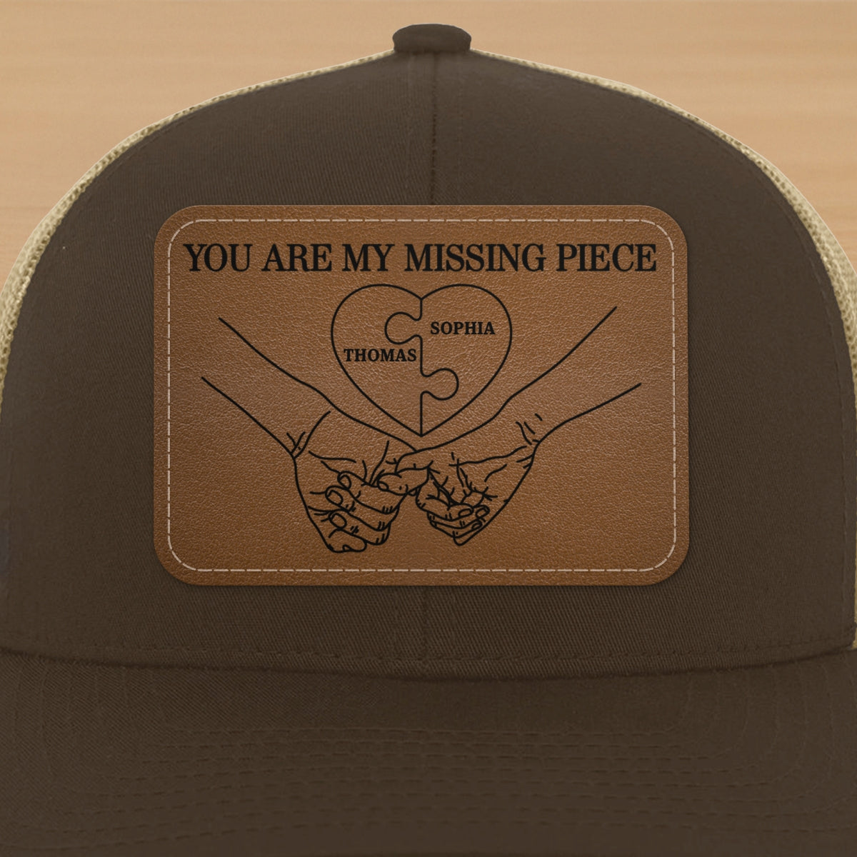 Couple Eternal Love You Are My Missing Piece - Personalized Leather Patch Hat - Valentine's Day Gift For Couple, For Him, Her