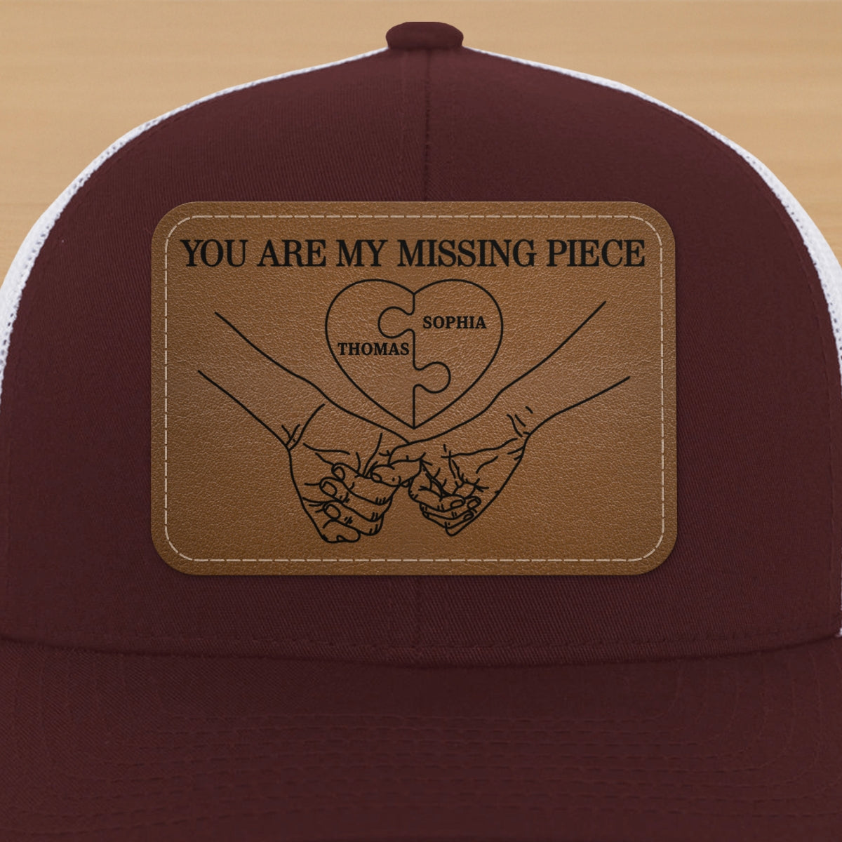 Couple Eternal Love You Are My Missing Piece - Personalized Leather Patch Hat - Valentine's Day Gift For Couple, For Him, Her