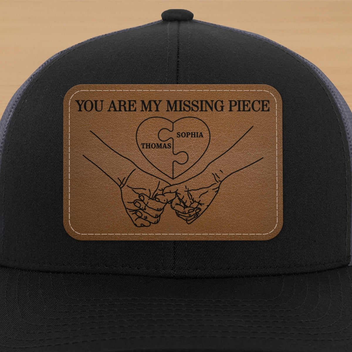 Couple Eternal Love You Are My Missing Piece - Personalized Leather Patch Hat - Valentine's Day Gift For Couple, For Him, Her