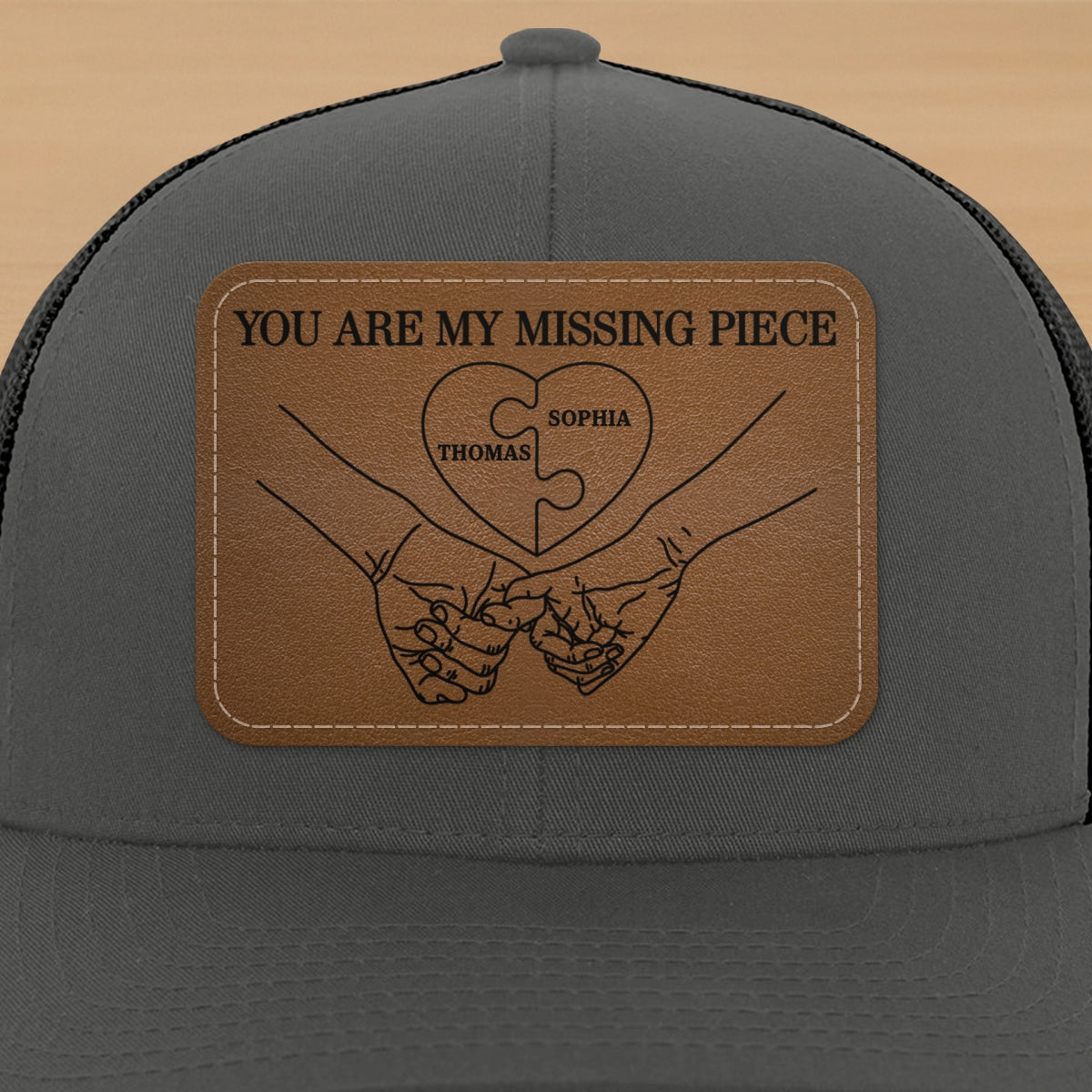 Couple Eternal Love You Are My Missing Piece - Personalized Leather Patch Hat - Valentine's Day Gift For Couple, For Him, Her