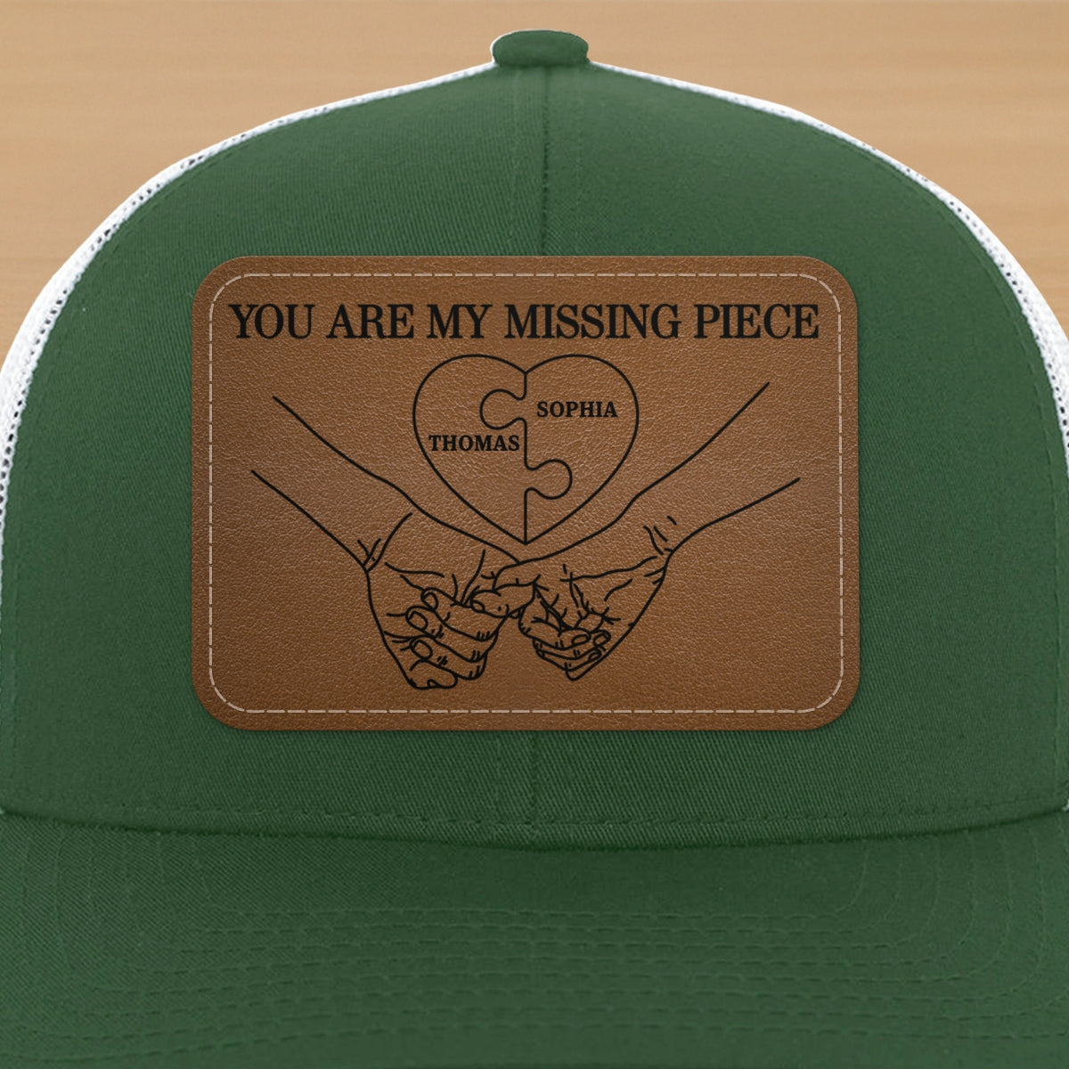 Couple Eternal Love You Are My Missing Piece - Personalized Leather Patch Hat - Valentine's Day Gift For Couple, For Him, Her