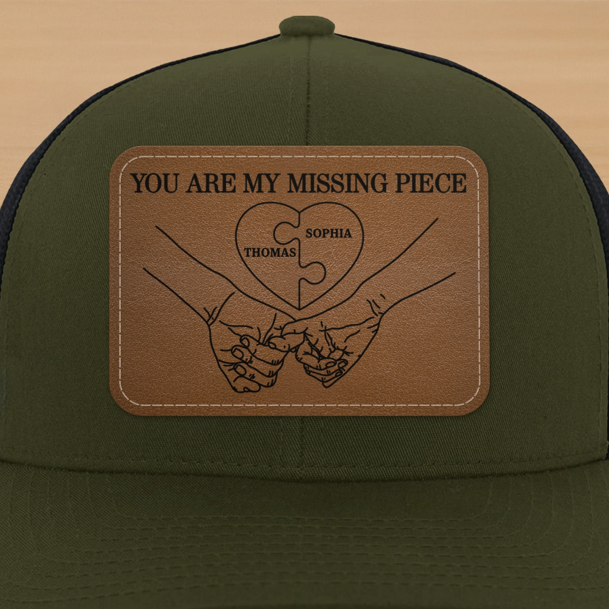 Couple Eternal Love You Are My Missing Piece - Personalized Leather Patch Hat - Valentine's Day Gift For Couple, For Him, Her