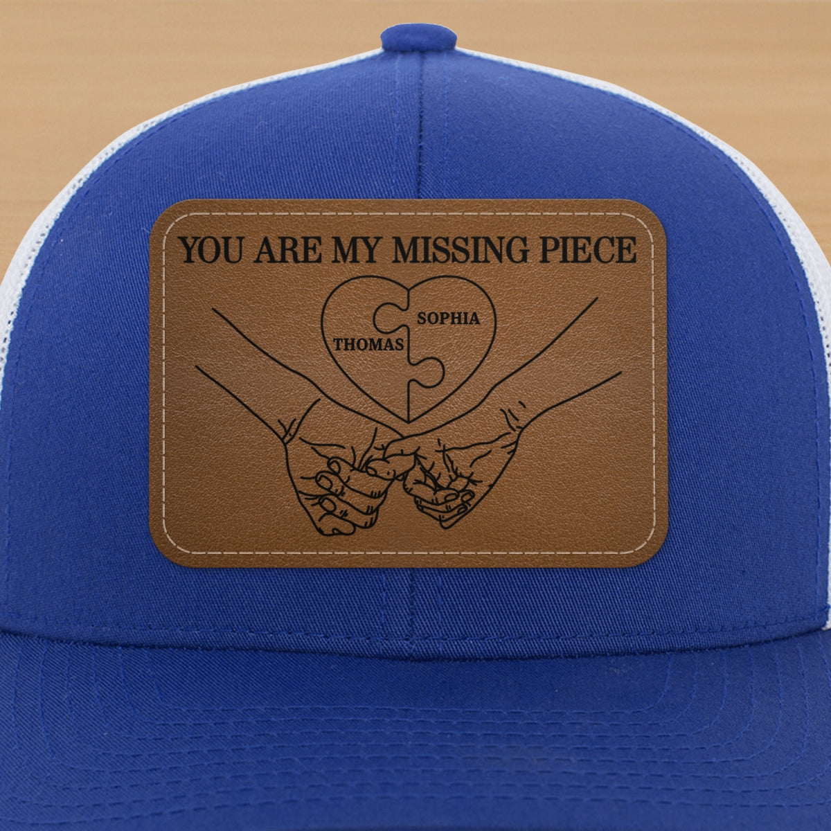 Couple Eternal Love You Are My Missing Piece - Personalized Leather Patch Hat - Valentine's Day Gift For Couple, For Him, Her