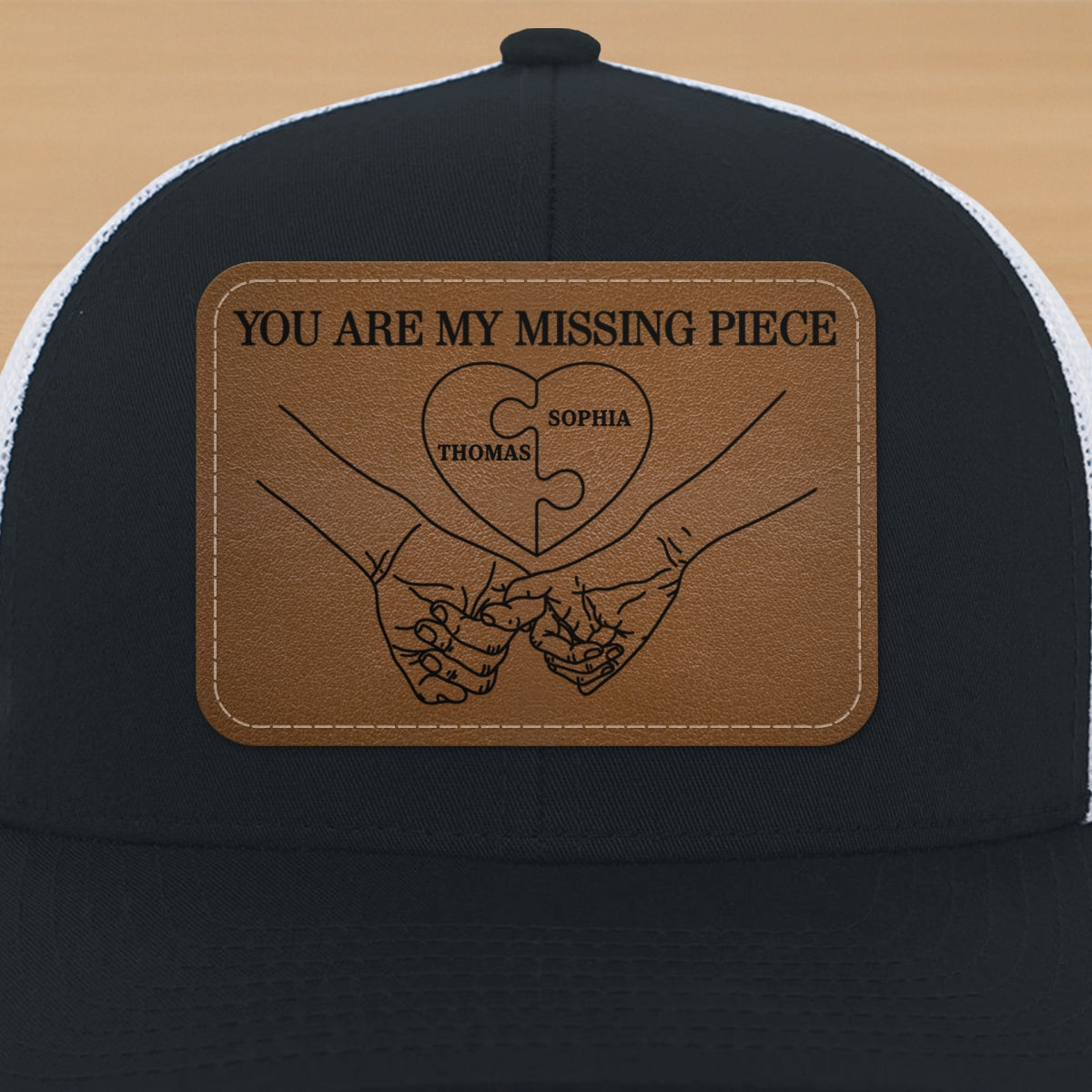 Couple Eternal Love You Are My Missing Piece - Personalized Leather Patch Hat - Valentine's Day Gift For Couple, For Him, Her