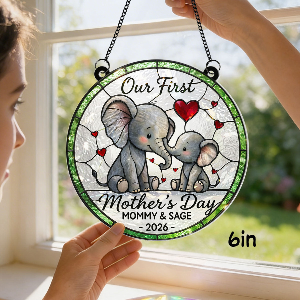 Our 1st Mother's Day Elephant - Personalized Suncatcher - Mother's Day Gift For Her, Mom, Wife