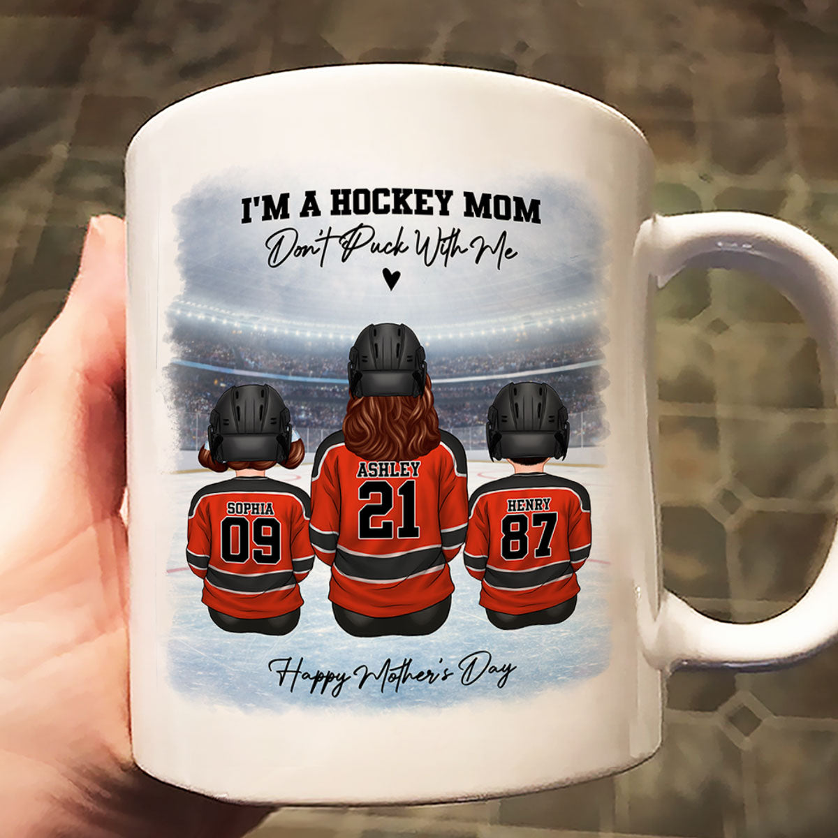 Hockey Mom And Kids - Personalized Mug - Heartfelt Gift For Hockey Mom, Gift For Wife