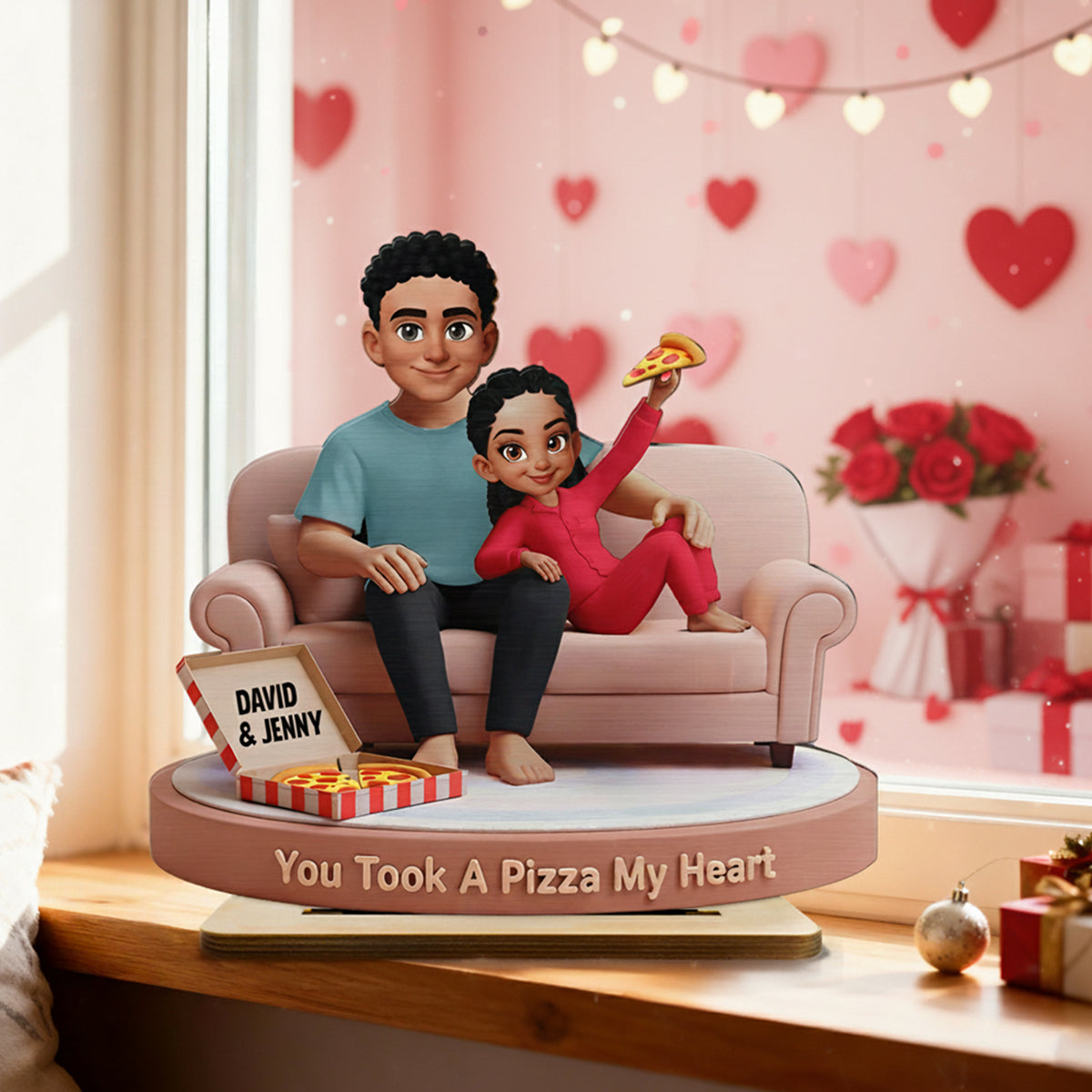 You Took A Pizza My Heart - Personalized Standing Wooden Plaque - Gift for Couple, for Him, for Her