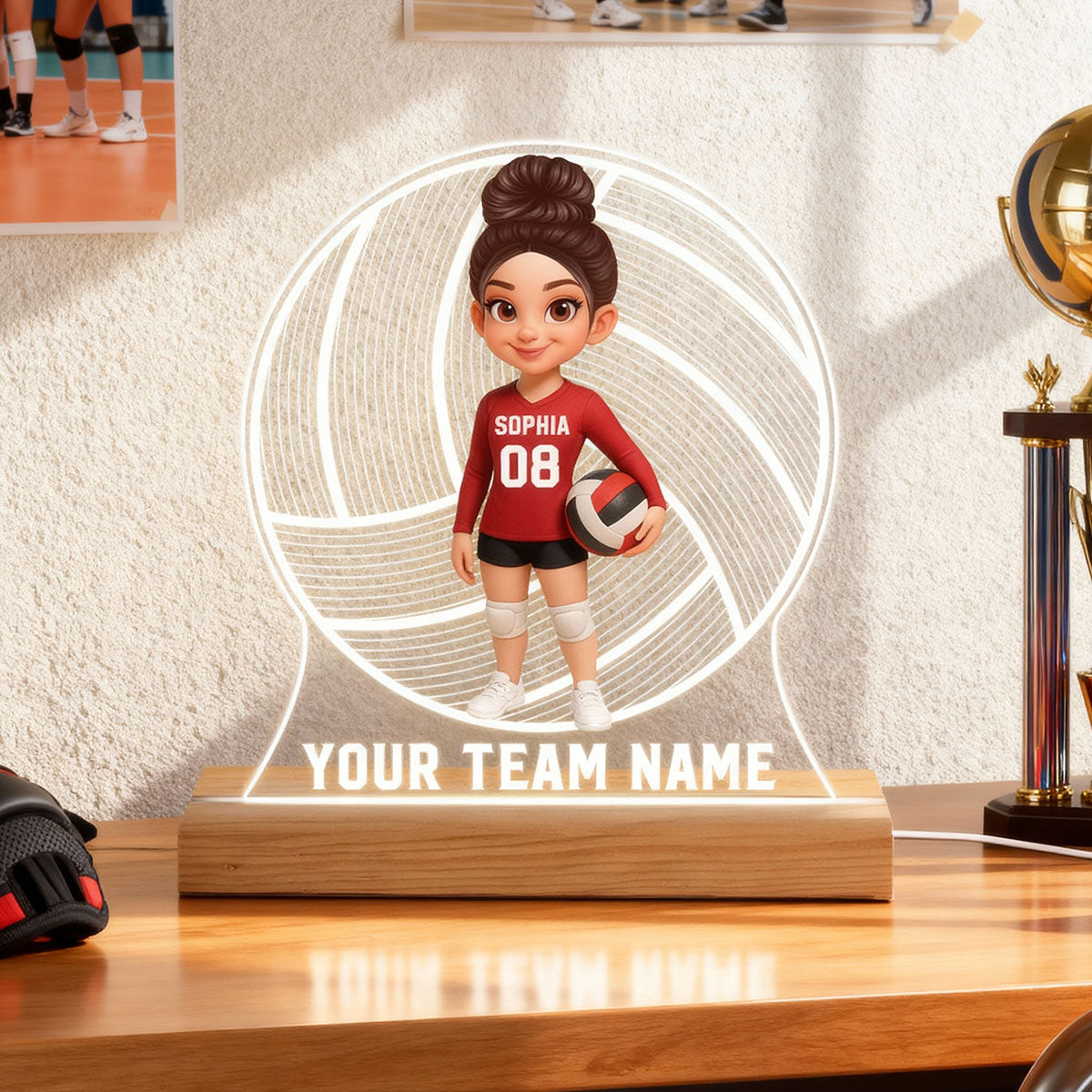 Volleyball 3D Illusion With Name - Personalize LED Night Light - Gift For Granddaughter, Daughter, Volleyball Lover