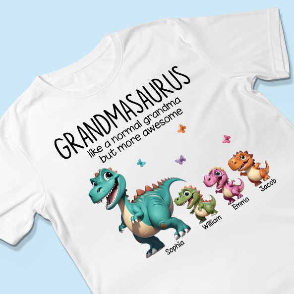 Grandmasaurus And Kids 3D Effect Dinosaurs Personalized Shirt | A Heartfelt Gift for Grandma's Birthday, Mother’s Day, or Just Because