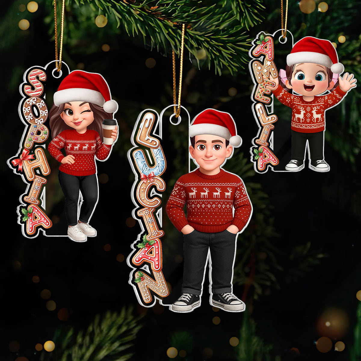 Custom Family Name Gingerbread Alphabet Ornament - Personalized Acrylic Ornament - Cute Christmas Gift For Family