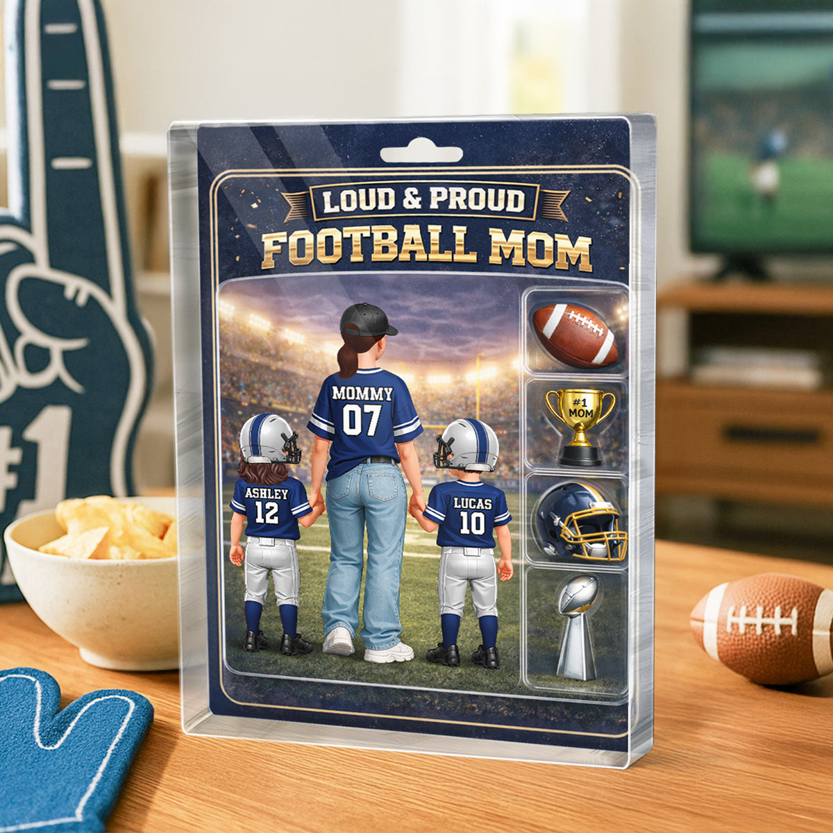 Loud & Proud Football Mom Action Figure - Personalized Acrylic Block Plaque - Mother's Day Gift, Gift For Football Mom