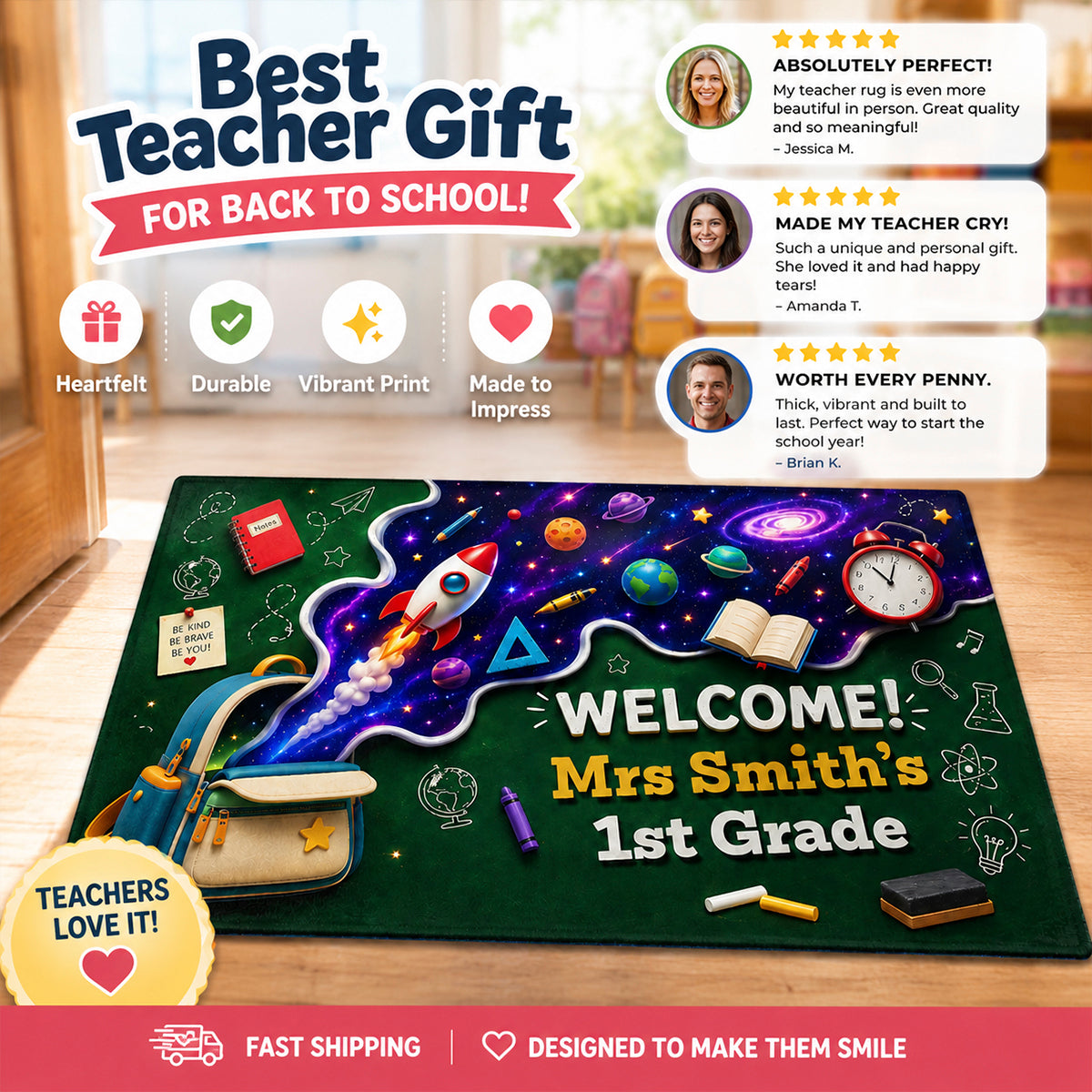 Out Of This World Adventure Welcome To Classroom - Personalized Doormat - Back To School Gift For Teacher, Classroom Decor