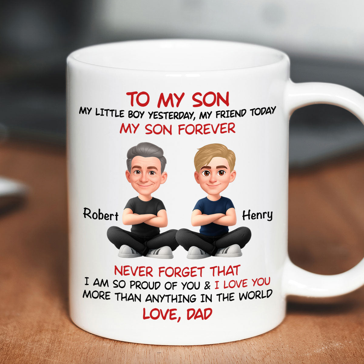 To My Son My Little Boy Yesterday - Personalized Mug - Christmas Gift from Dad to Son