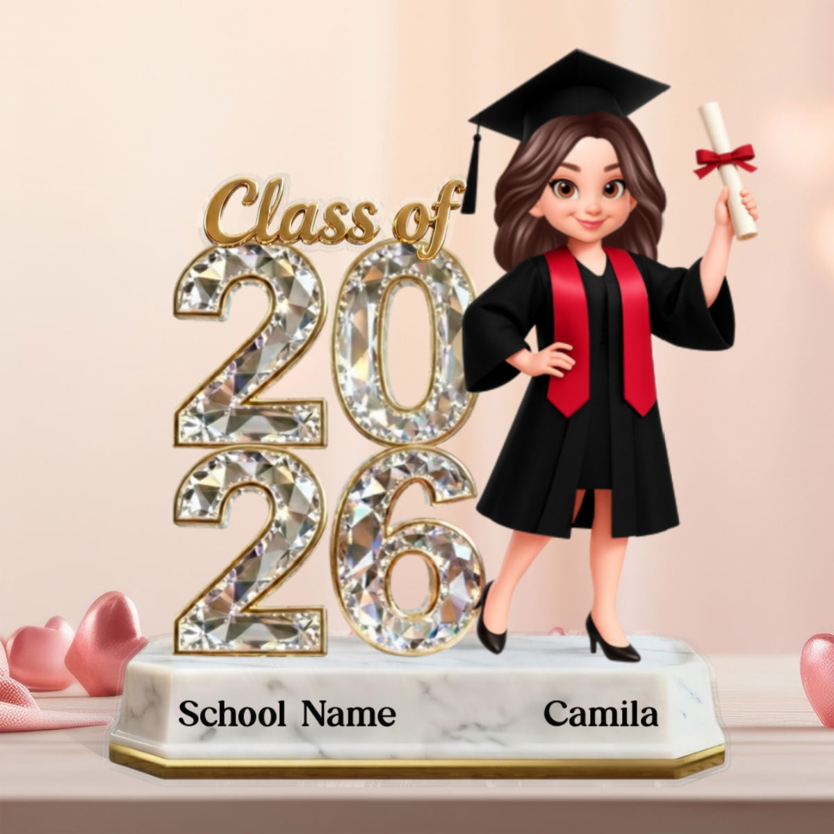 Senior Class Of 2026 2027 Keepsake 2D Flat - Personalized Acrylic Block Plaque - Graduation Gift For Graduates, Daughter, Son