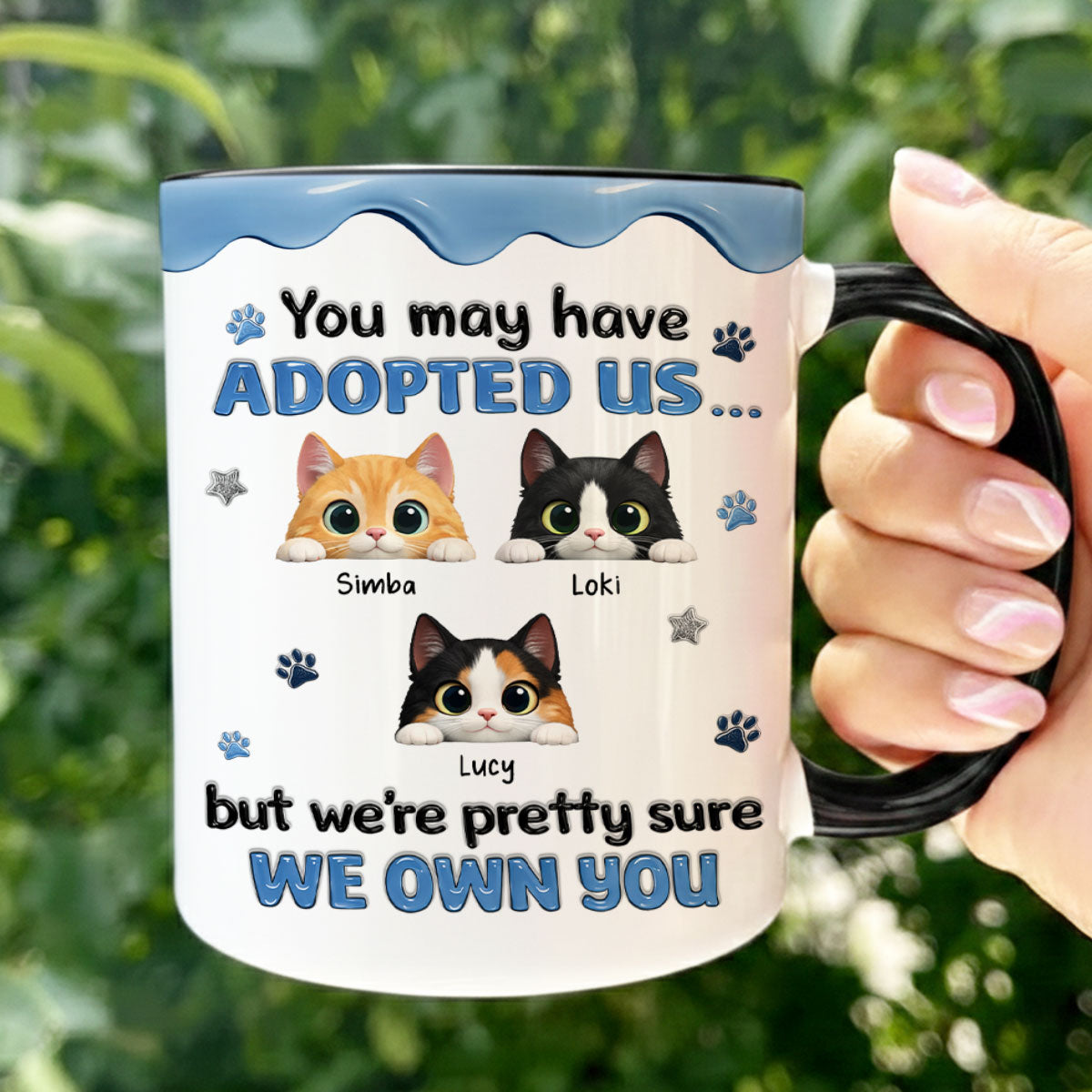 You May Have Adopted Us But We Own You - Personalized Mug - Funny Gift for Cat Moms, Cat Dads